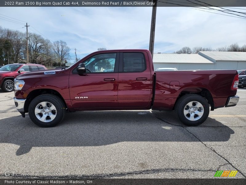 Delmonico Red Pearl / Black/Diesel Gray 2022 Ram 1500 Big Horn Quad Cab 4x4