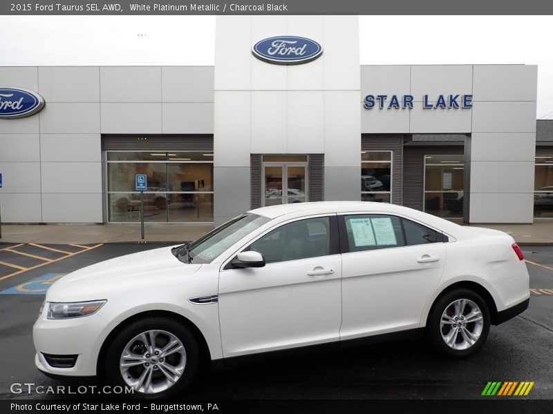 White Platinum Metallic / Charcoal Black 2015 Ford Taurus SEL AWD