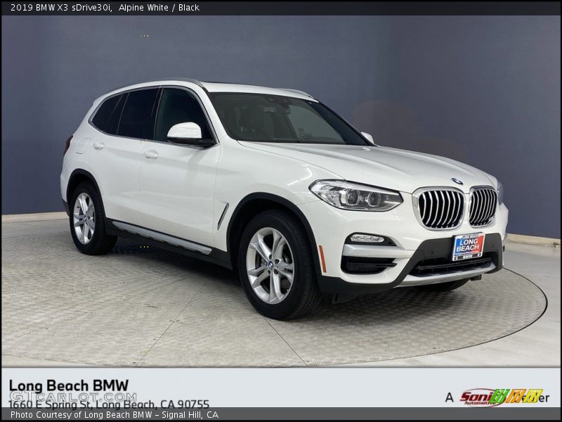 Alpine White / Black 2019 BMW X3 sDrive30i