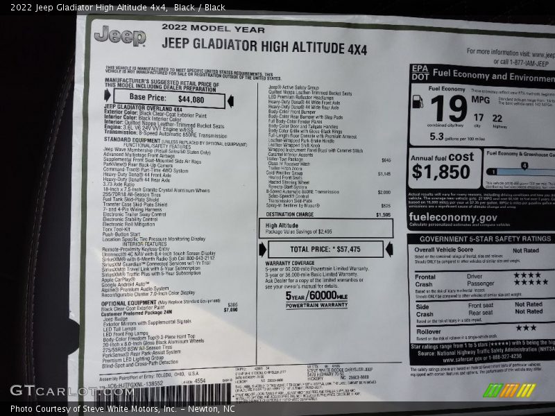 Black / Black 2022 Jeep Gladiator High Altitude 4x4