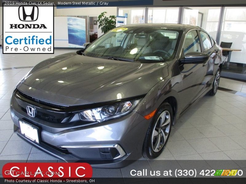 Modern Steel Metallic / Gray 2019 Honda Civic LX Sedan