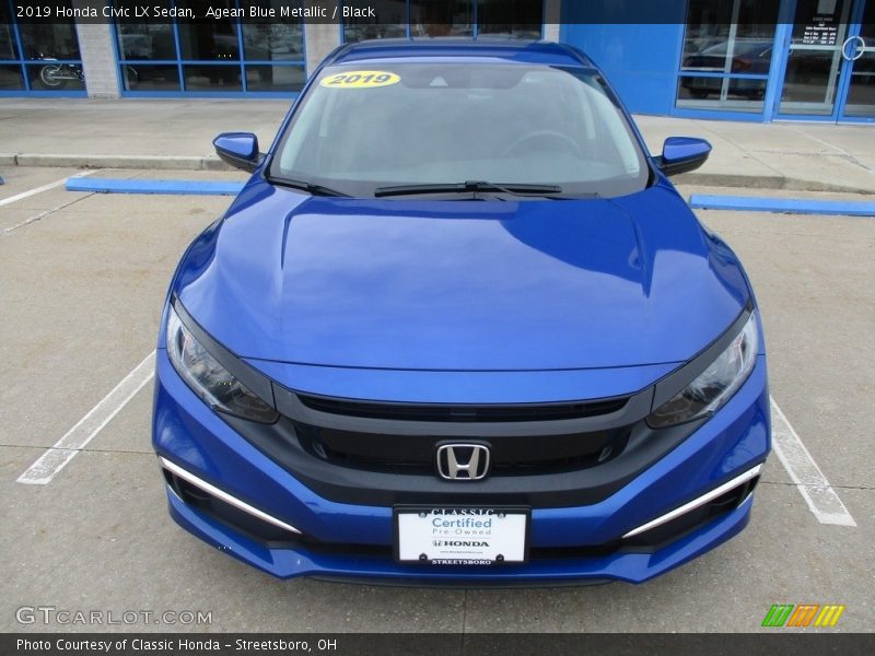 Agean Blue Metallic / Black 2019 Honda Civic LX Sedan