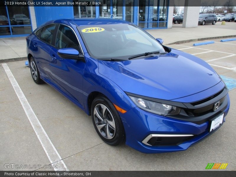 Agean Blue Metallic / Black 2019 Honda Civic LX Sedan