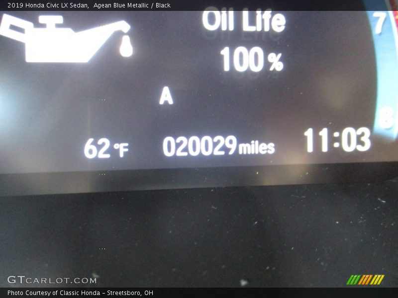 Agean Blue Metallic / Black 2019 Honda Civic LX Sedan