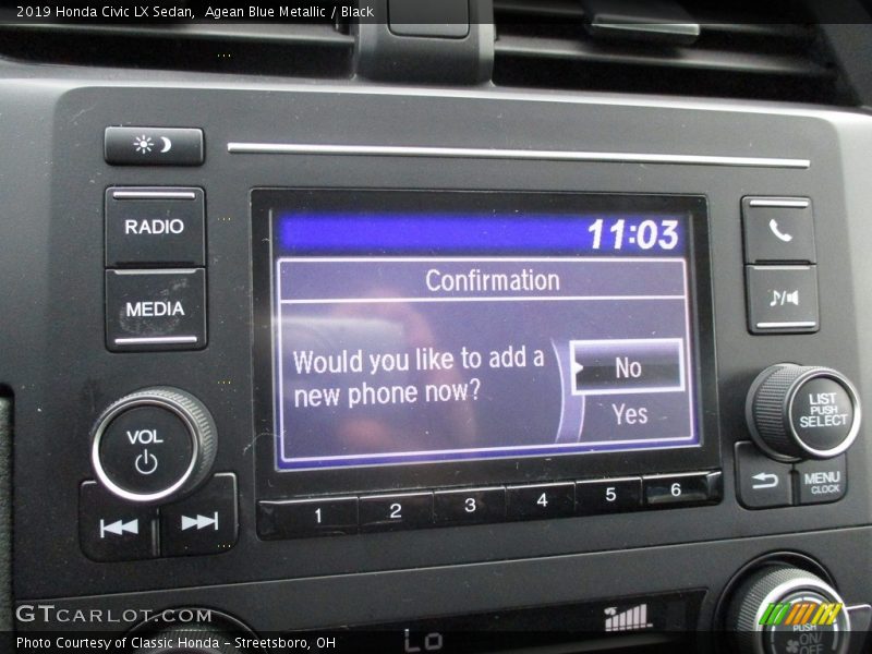 Agean Blue Metallic / Black 2019 Honda Civic LX Sedan