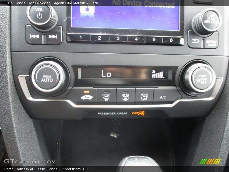 Agean Blue Metallic / Black 2019 Honda Civic LX Sedan