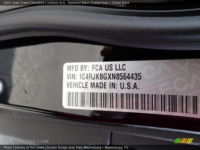 Diamond Black Crystal Pearl / Global Black 2022 Jeep Grand Cherokee L Limited 4x4