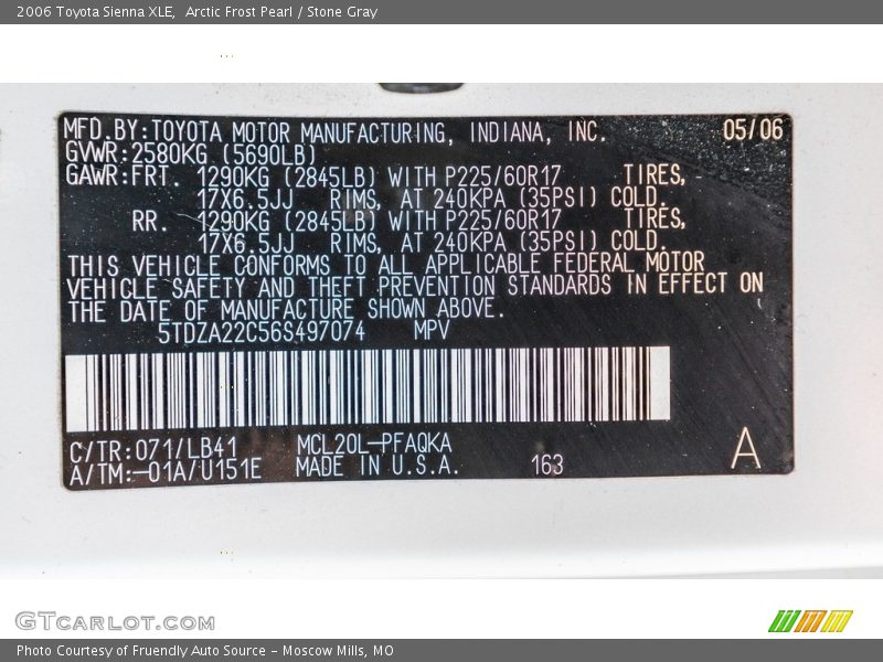 Arctic Frost Pearl / Stone Gray 2006 Toyota Sienna XLE