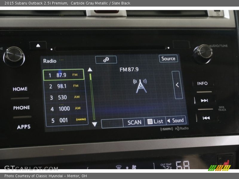 Audio System of 2015 Outback 2.5i Premium