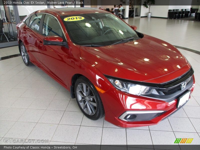 Molten Lava Pearl / Black 2019 Honda Civic EX Sedan