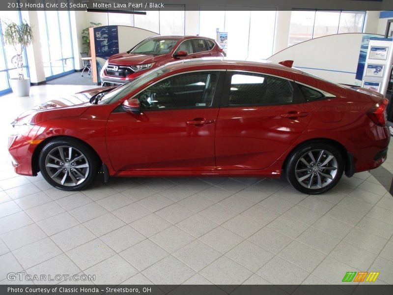 Molten Lava Pearl / Black 2019 Honda Civic EX Sedan