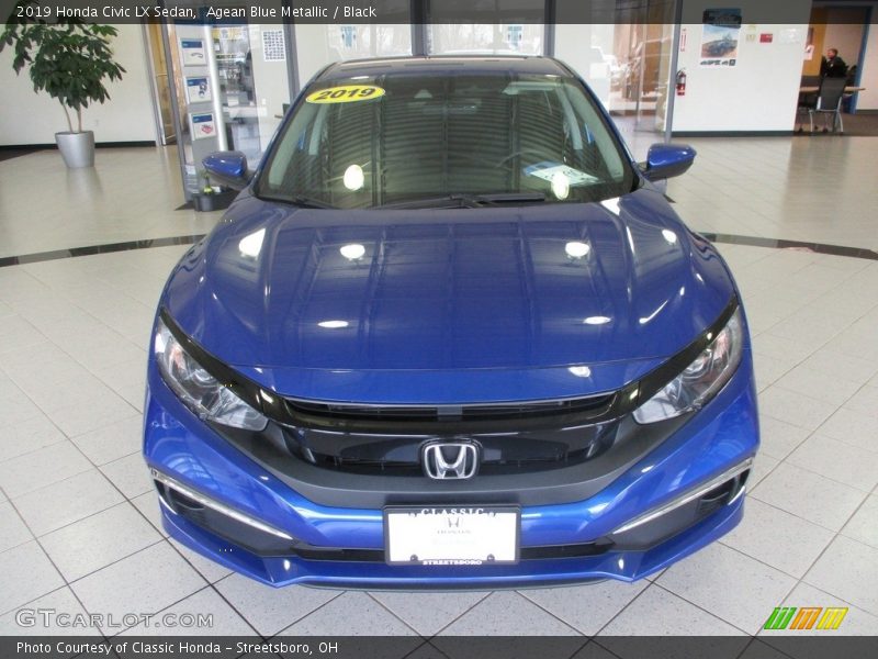 Agean Blue Metallic / Black 2019 Honda Civic LX Sedan