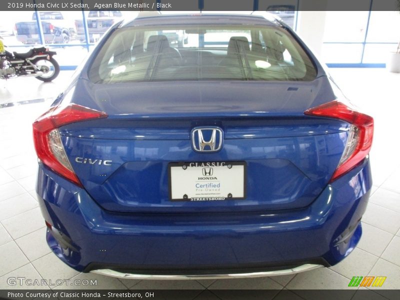 Agean Blue Metallic / Black 2019 Honda Civic LX Sedan