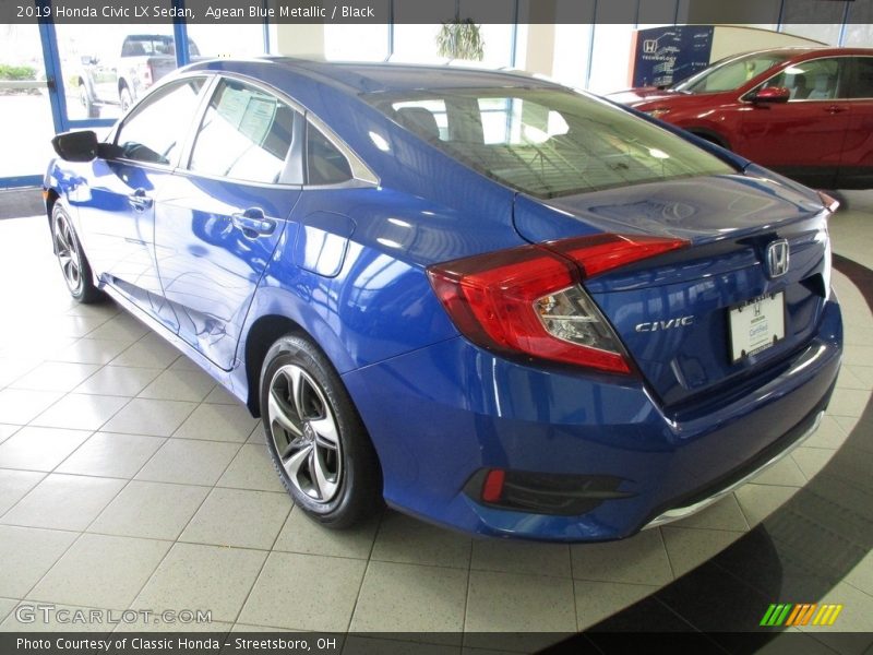 Agean Blue Metallic / Black 2019 Honda Civic LX Sedan