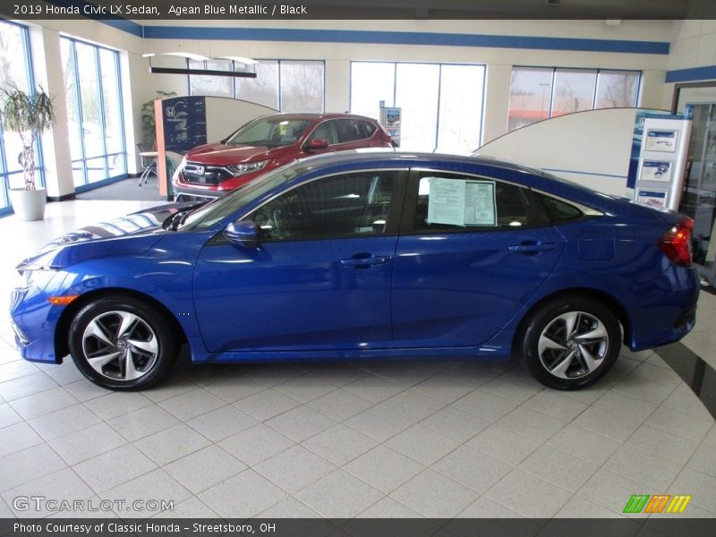 Agean Blue Metallic / Black 2019 Honda Civic LX Sedan
