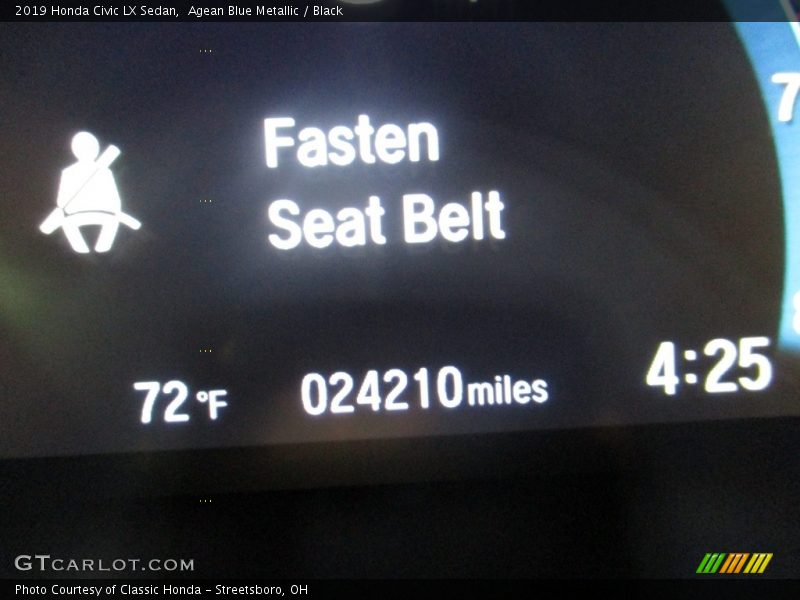 Agean Blue Metallic / Black 2019 Honda Civic LX Sedan