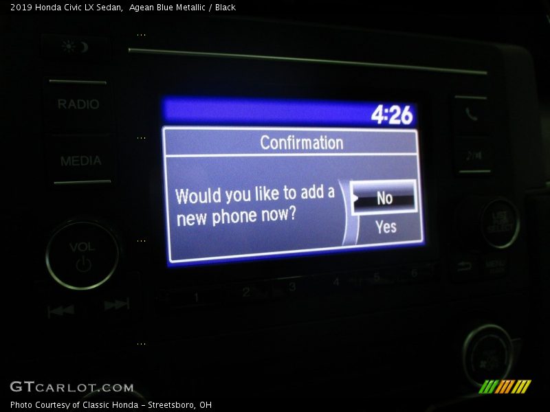 Agean Blue Metallic / Black 2019 Honda Civic LX Sedan