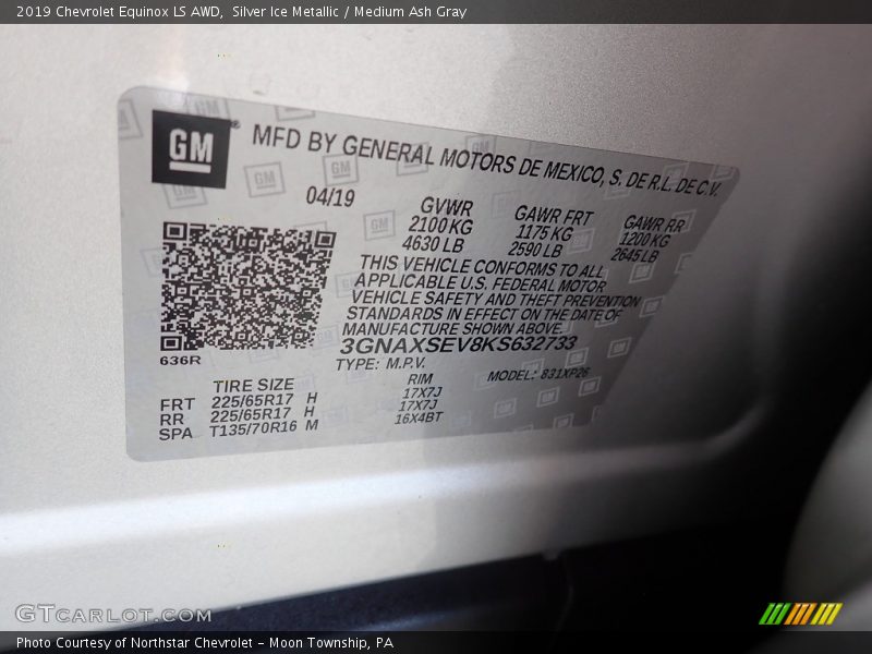 Silver Ice Metallic / Medium Ash Gray 2019 Chevrolet Equinox LS AWD