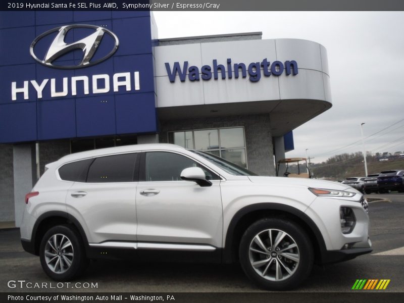 Symphony Silver / Espresso/Gray 2019 Hyundai Santa Fe SEL Plus AWD