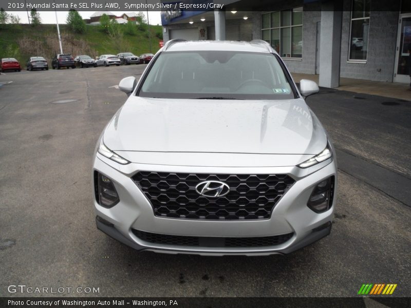 Symphony Silver / Espresso/Gray 2019 Hyundai Santa Fe SEL Plus AWD