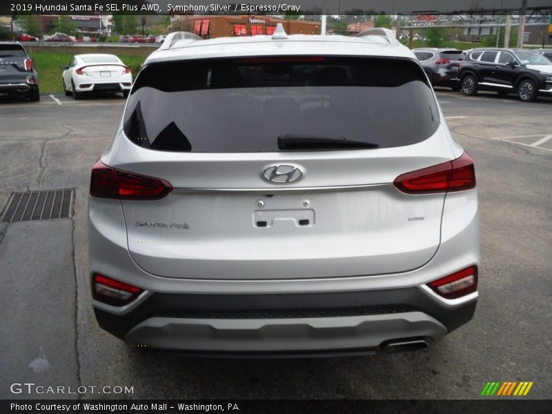 Symphony Silver / Espresso/Gray 2019 Hyundai Santa Fe SEL Plus AWD