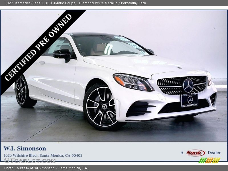 Diamond White Metallic / Porcelain/Black 2022 Mercedes-Benz C 300 4Matic Coupe