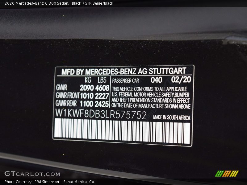 Black / Silk Beige/Black 2020 Mercedes-Benz C 300 Sedan