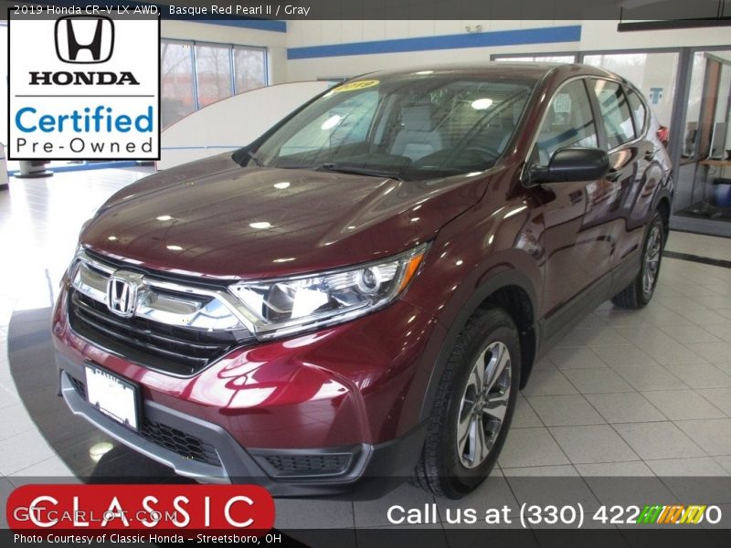 Basque Red Pearl II / Gray 2019 Honda CR-V LX AWD
