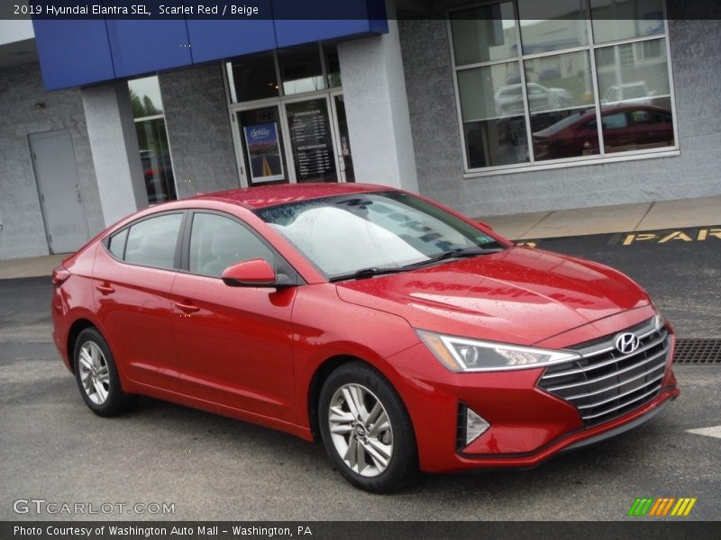Scarlet Red / Beige 2019 Hyundai Elantra SEL