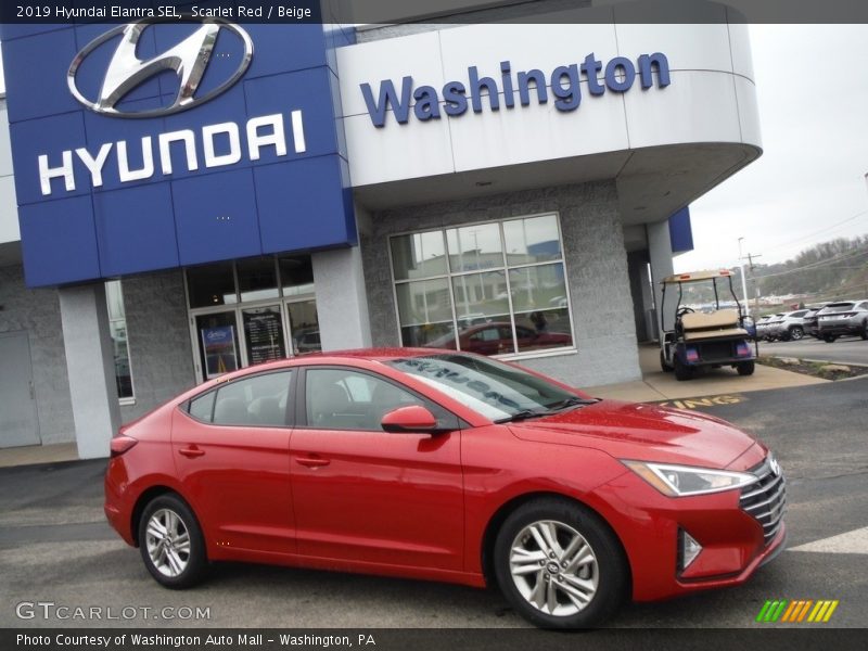 Scarlet Red / Beige 2019 Hyundai Elantra SEL