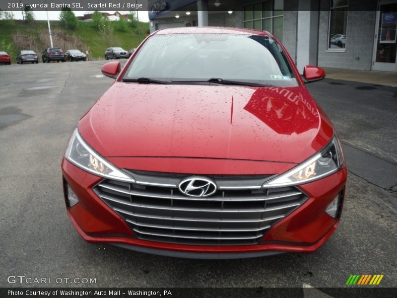 Scarlet Red / Beige 2019 Hyundai Elantra SEL