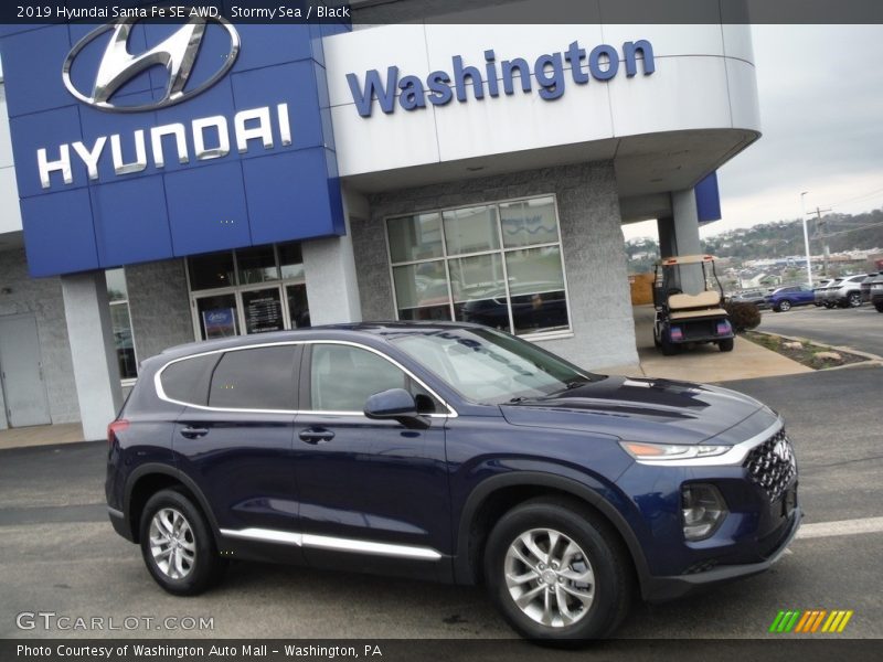 Stormy Sea / Black 2019 Hyundai Santa Fe SE AWD