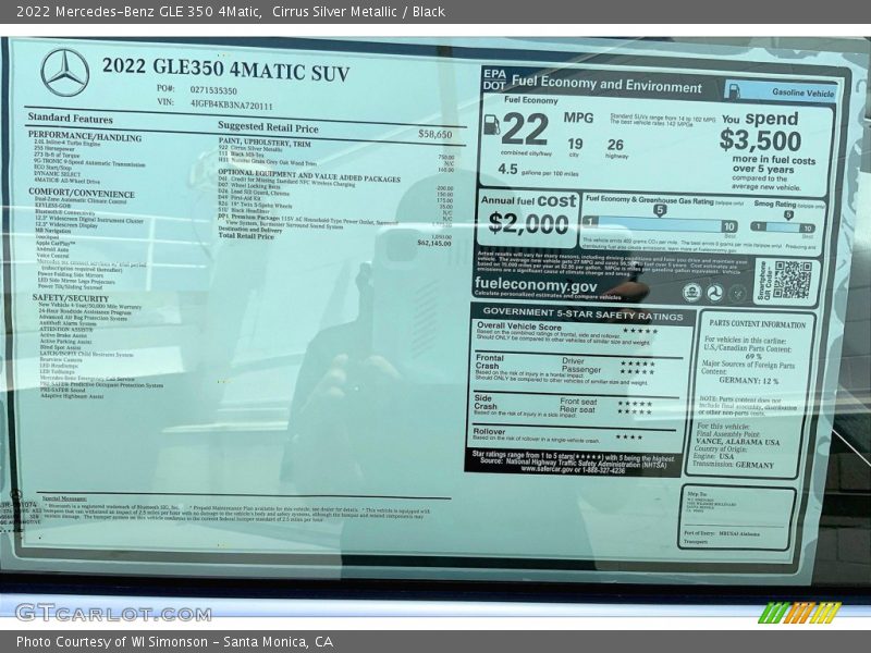 Cirrus Silver Metallic / Black 2022 Mercedes-Benz GLE 350 4Matic