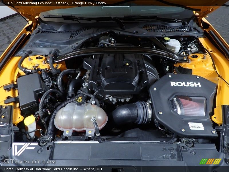 Orange Fury / Ebony 2019 Ford Mustang EcoBoost Fastback