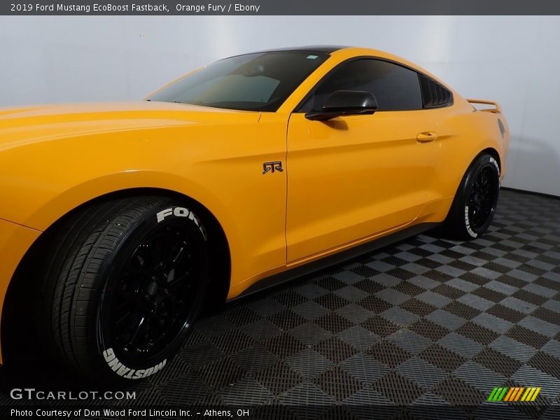 Orange Fury / Ebony 2019 Ford Mustang EcoBoost Fastback