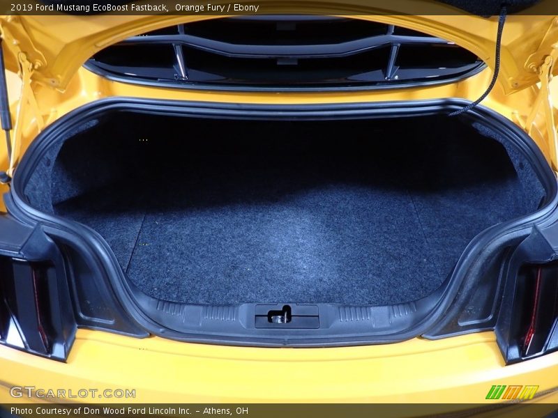 Orange Fury / Ebony 2019 Ford Mustang EcoBoost Fastback