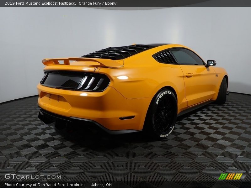 Orange Fury / Ebony 2019 Ford Mustang EcoBoost Fastback