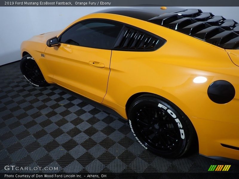 Orange Fury / Ebony 2019 Ford Mustang EcoBoost Fastback
