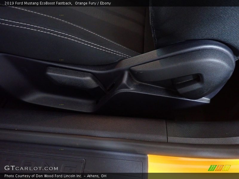 Orange Fury / Ebony 2019 Ford Mustang EcoBoost Fastback