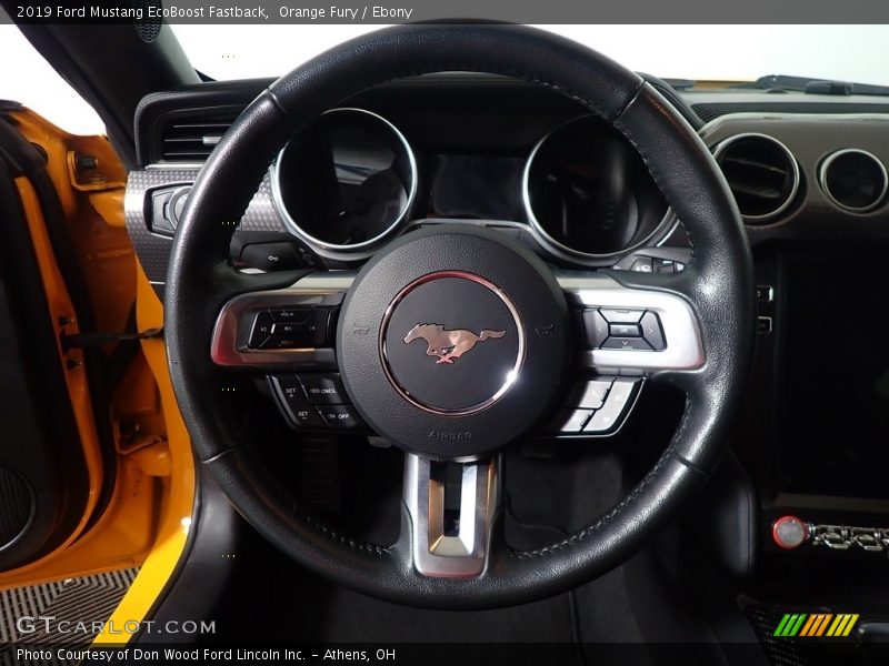 Orange Fury / Ebony 2019 Ford Mustang EcoBoost Fastback