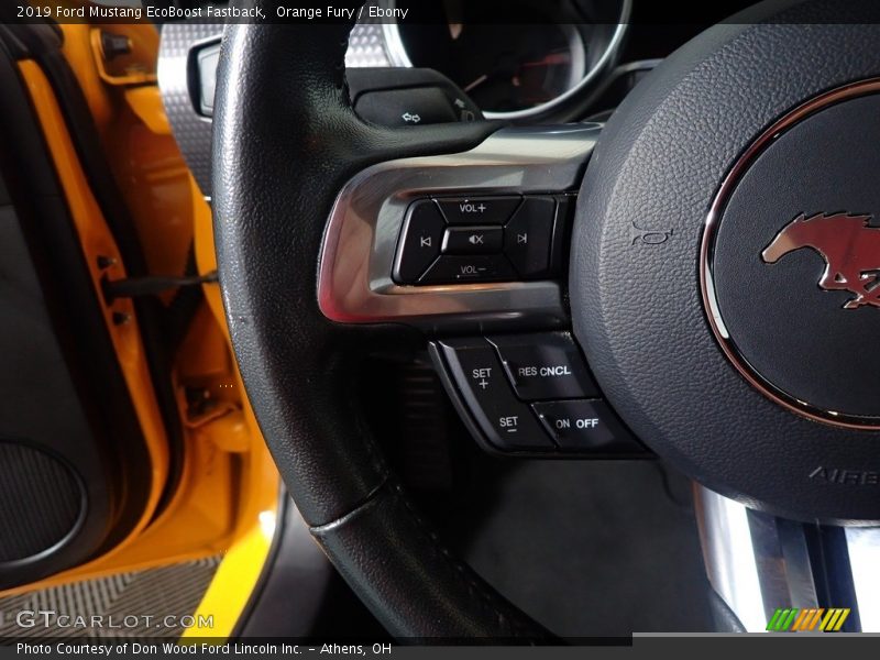 Orange Fury / Ebony 2019 Ford Mustang EcoBoost Fastback