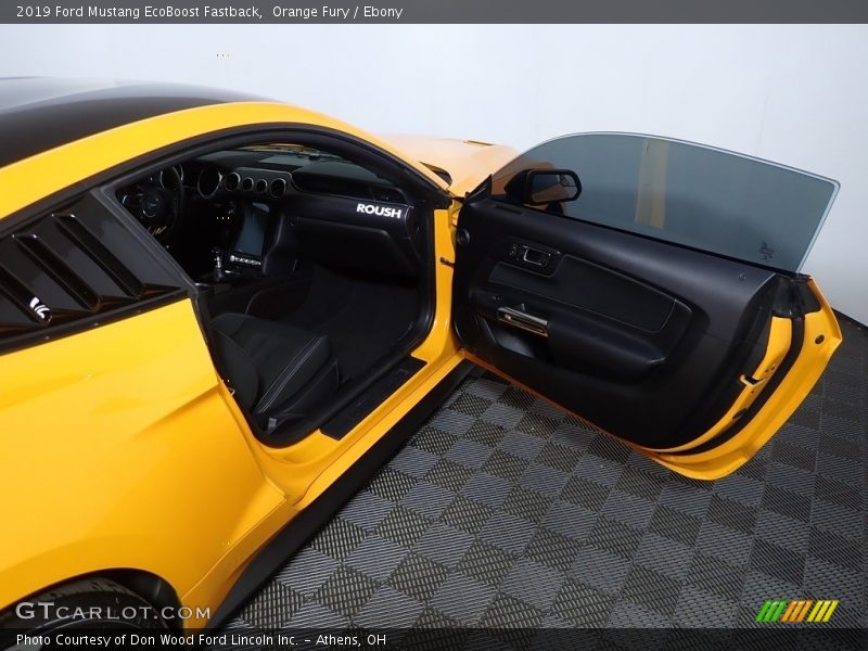 Orange Fury / Ebony 2019 Ford Mustang EcoBoost Fastback