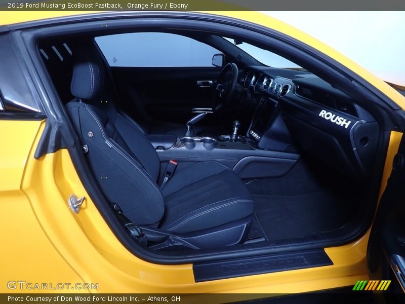 Orange Fury / Ebony 2019 Ford Mustang EcoBoost Fastback