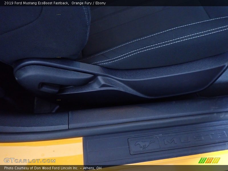 Orange Fury / Ebony 2019 Ford Mustang EcoBoost Fastback