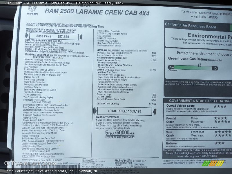 Delmonico Red Pearl / Black 2022 Ram 2500 Laramie Crew Cab 4x4