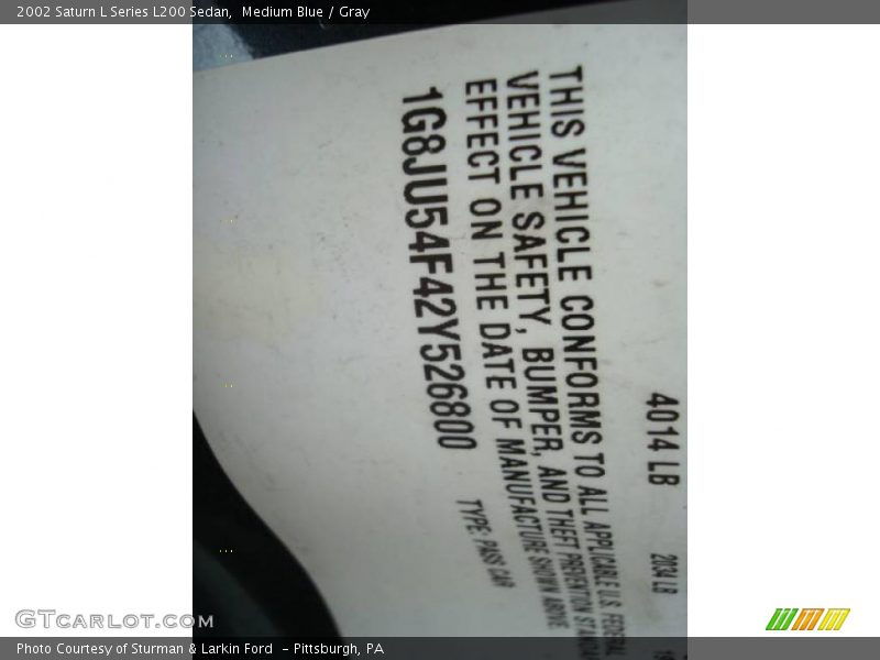 Medium Blue / Gray 2002 Saturn L Series L200 Sedan