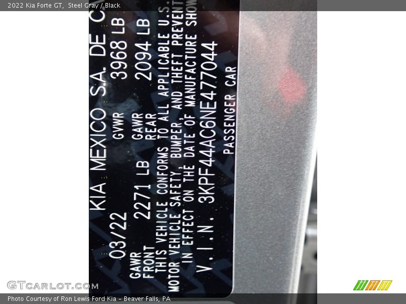 Steel Gray / Black 2022 Kia Forte GT