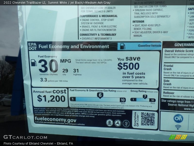 Summit White / Jet Black/­Medium Ash Gray 2022 Chevrolet TrailBlazer LS