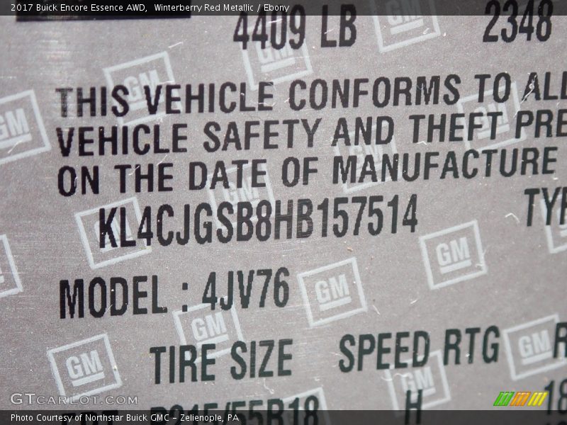 Winterberry Red Metallic / Ebony 2017 Buick Encore Essence AWD