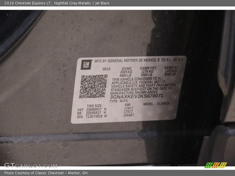 Nightfall Gray Metallic / Jet Black 2019 Chevrolet Equinox LT
